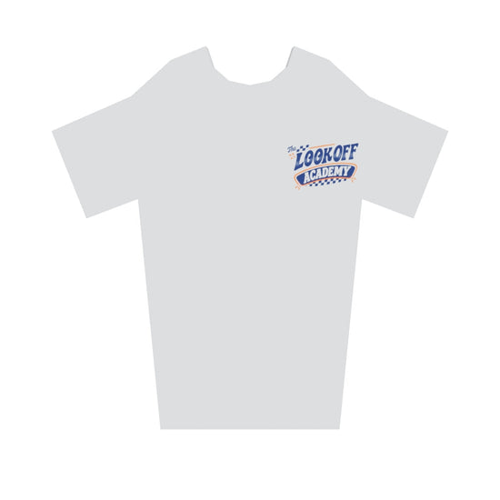 3D model of Look Off Academy T in heather gray, navy, and orange