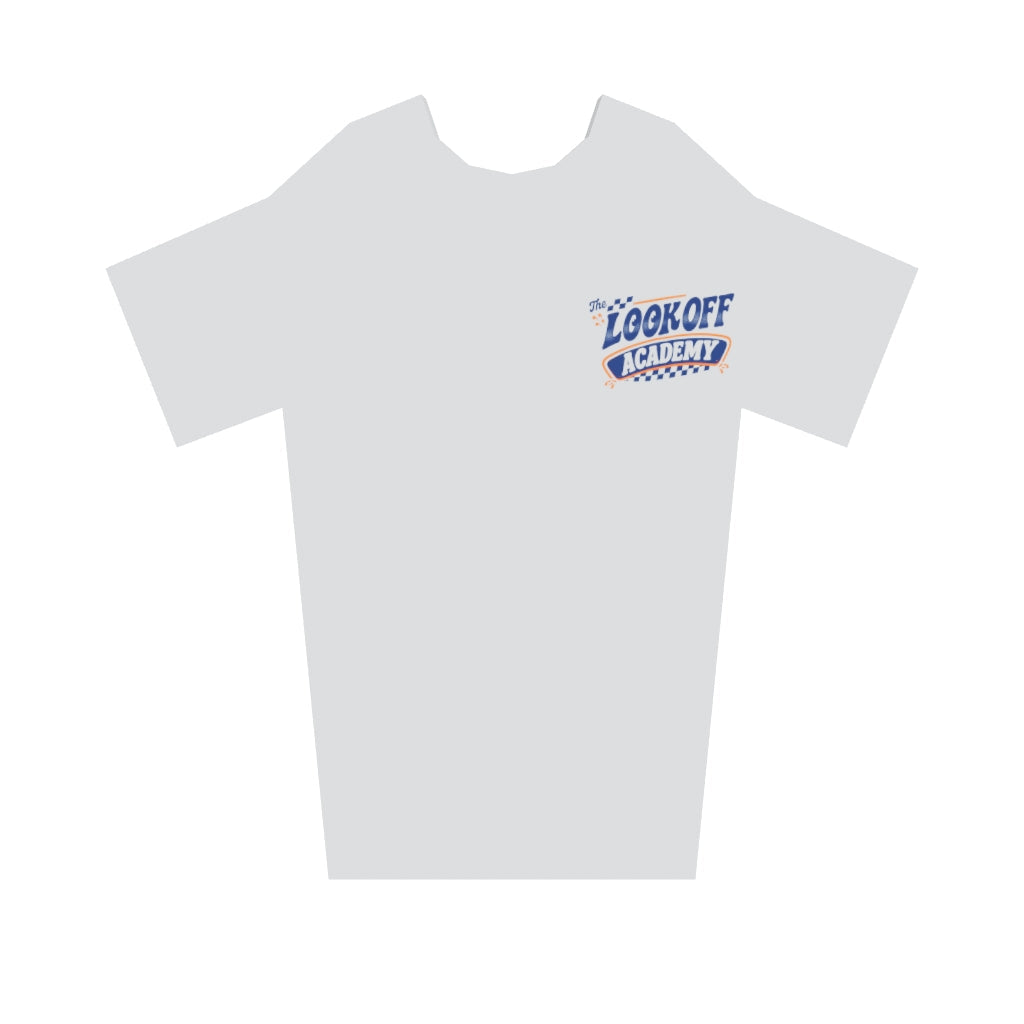3D model of Look Off Academy T in heather gray, navy, and orange