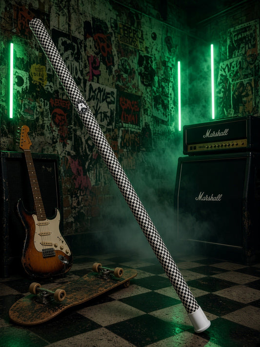 Warp Tour Black lacrosse shaft with black and white checkered wrap