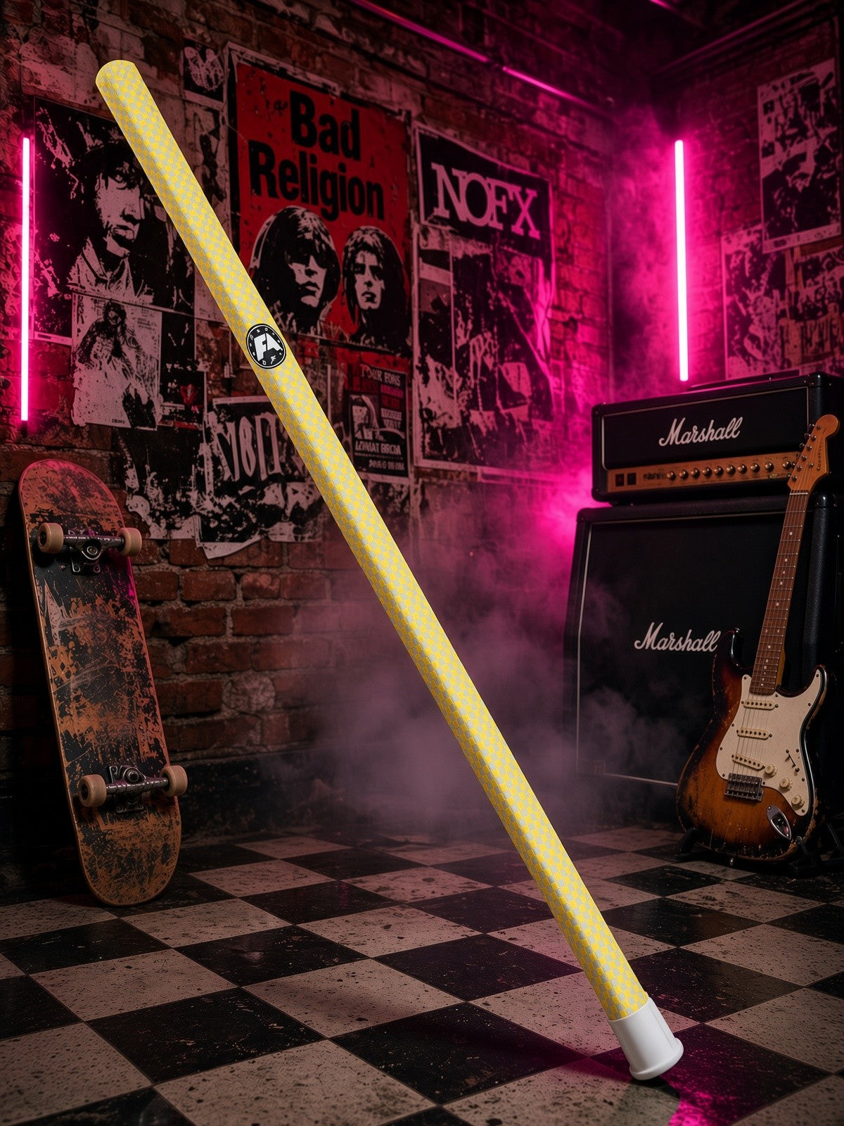 Warp Tour Yellow lacrosse shaft with yellow and white checkered wrap