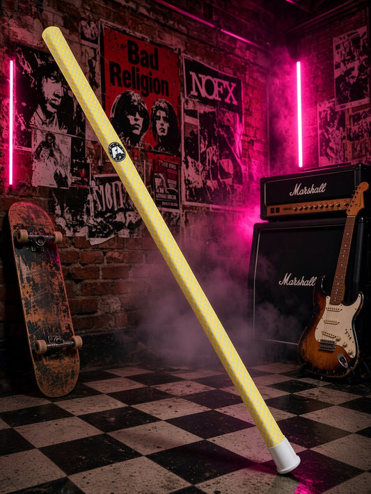 Warp Tour Yellow lacrosse shaft with yellow and white checkered wrap